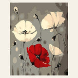 Red and White Flowers finished paint by numbers artwork