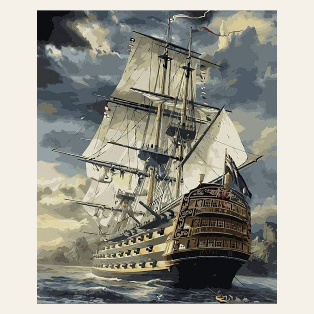 Ocean Galleon finished paint by numbers artwork