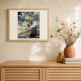 Ocean Galleon artwork displayed in a warm interior