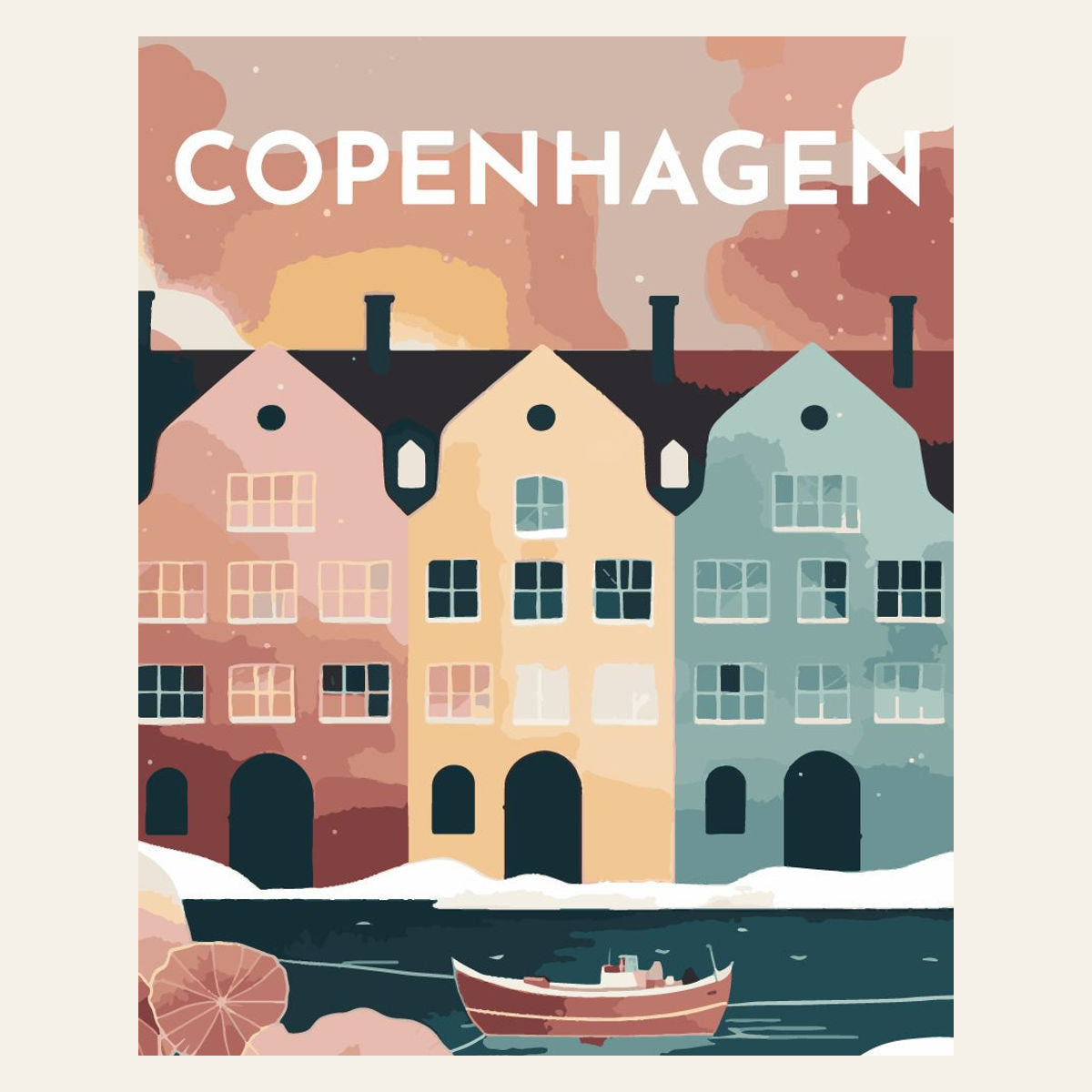 Travel Poster Copenhagen finished paint by numbers artwork