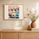 Travel Poster Copenhagen artwork displayed in a warm interior