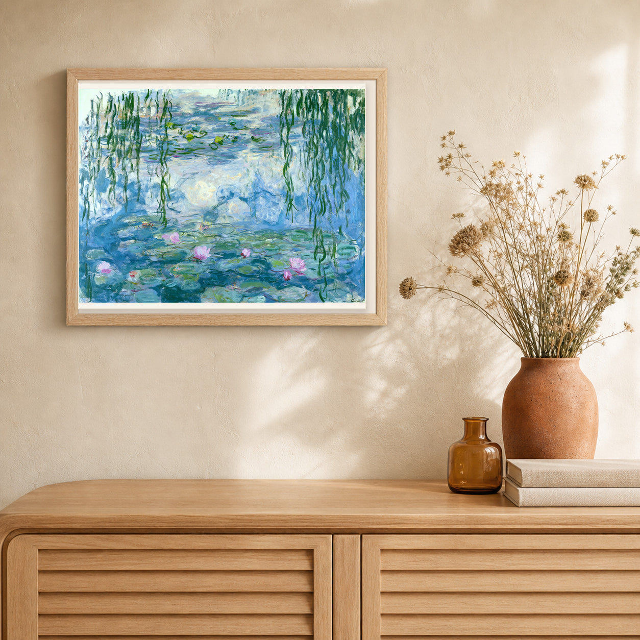 Lake Reflection artwork displayed in a warm interior