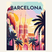 Travel Poster Barcelona finished paint by numbers artwork