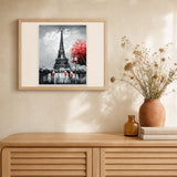 Paris Eiffel Tower artwork displayed in a warm interior