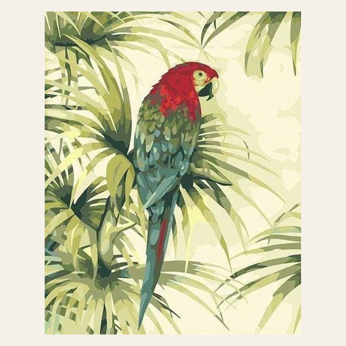 Flowers and Parrot finished paint by numbers artwork