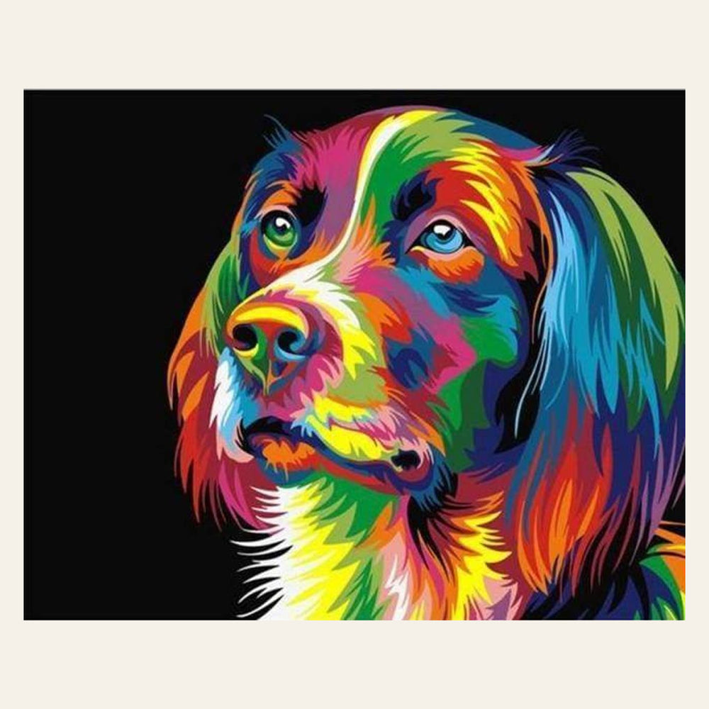 Dog Pop Art Portrait finished paint by numbers artwork