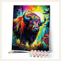 Colorful Abstract Bison finished paint by numbers artwork