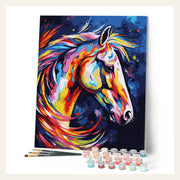 Colorful Abstract Horse finished paint by numbers artwork