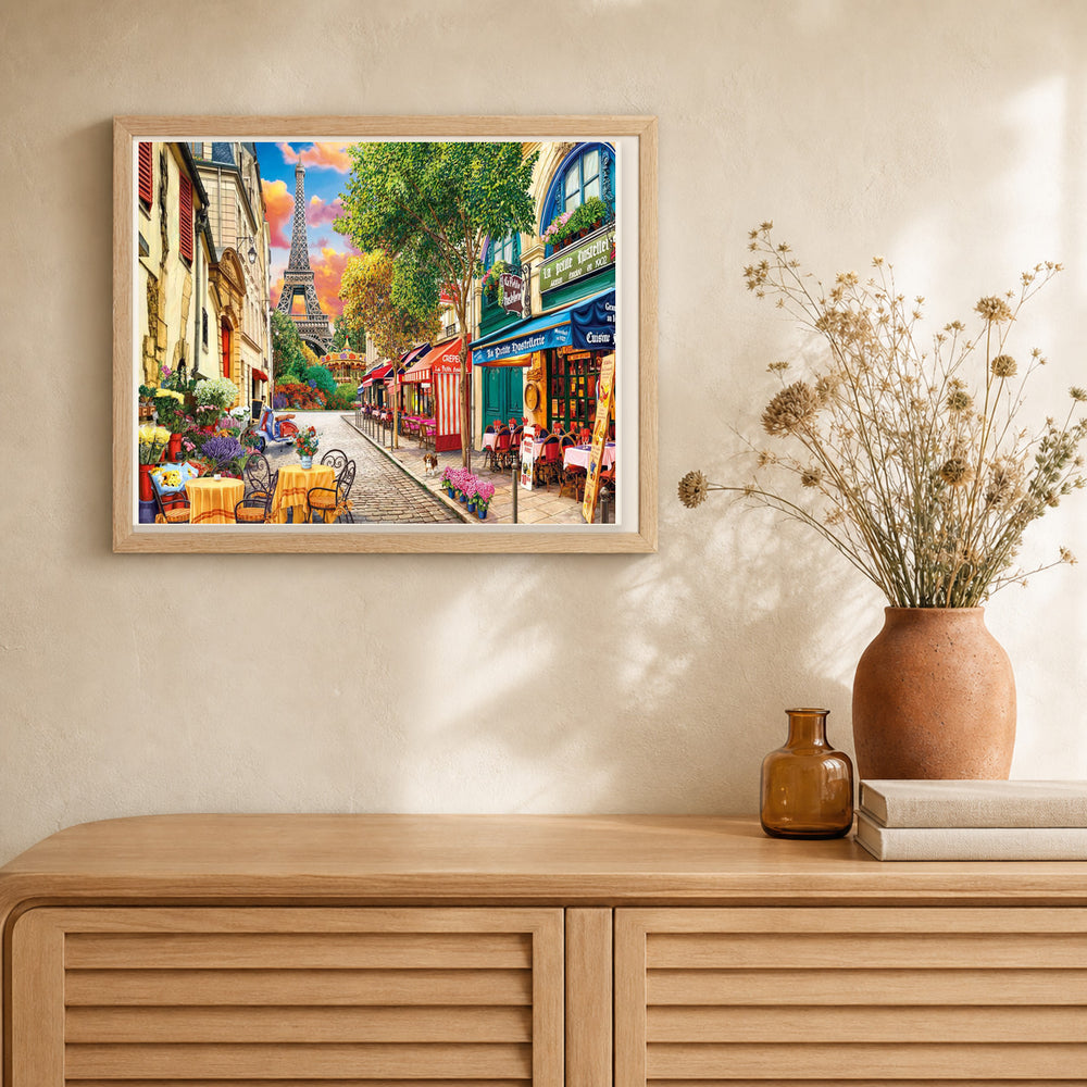 Paris Alley artwork displayed in a warm interior