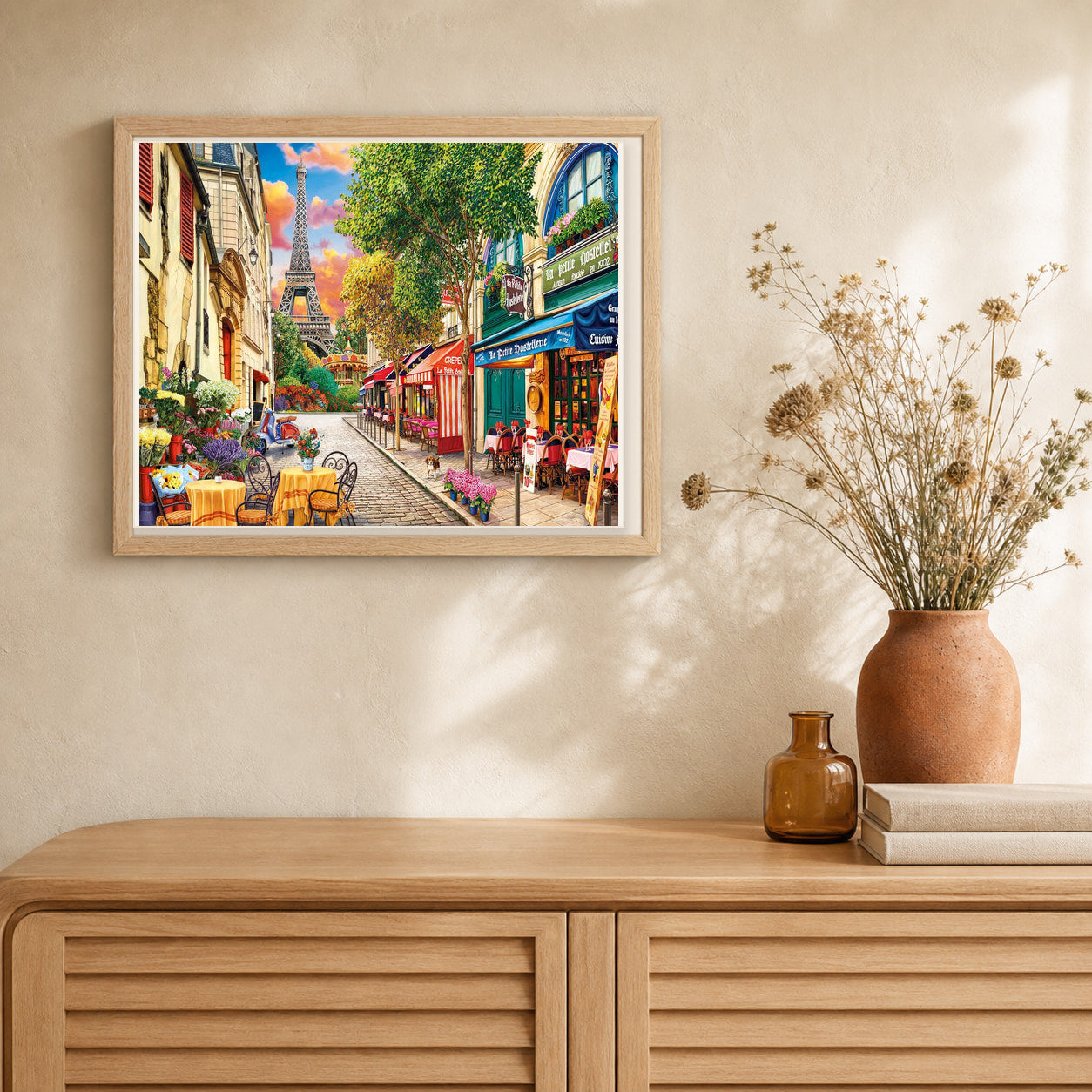 Paris Alley artwork displayed in a warm interior
