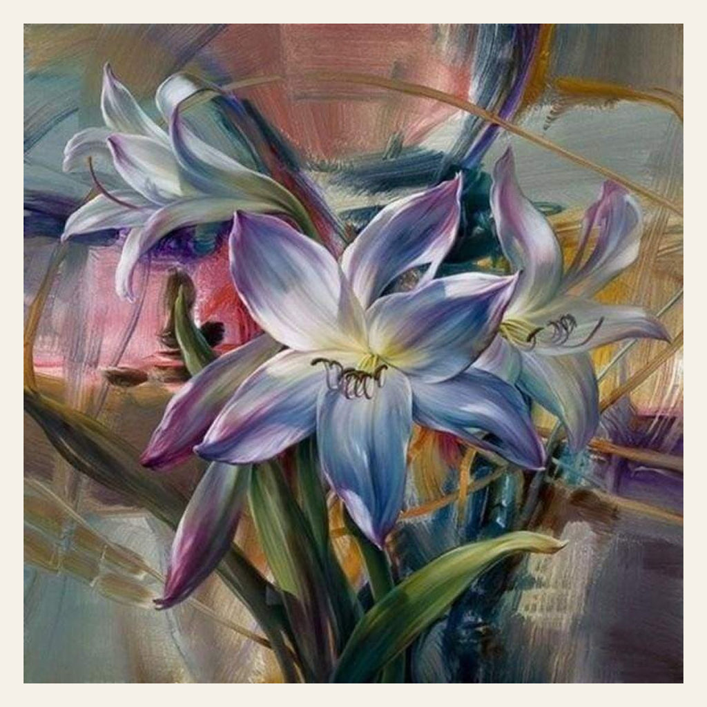 Colorful Lilies finished paint by numbers artwork