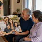 A family receiving a custom painted keepsake