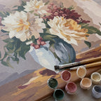 Close view of custom paint and canvas texture