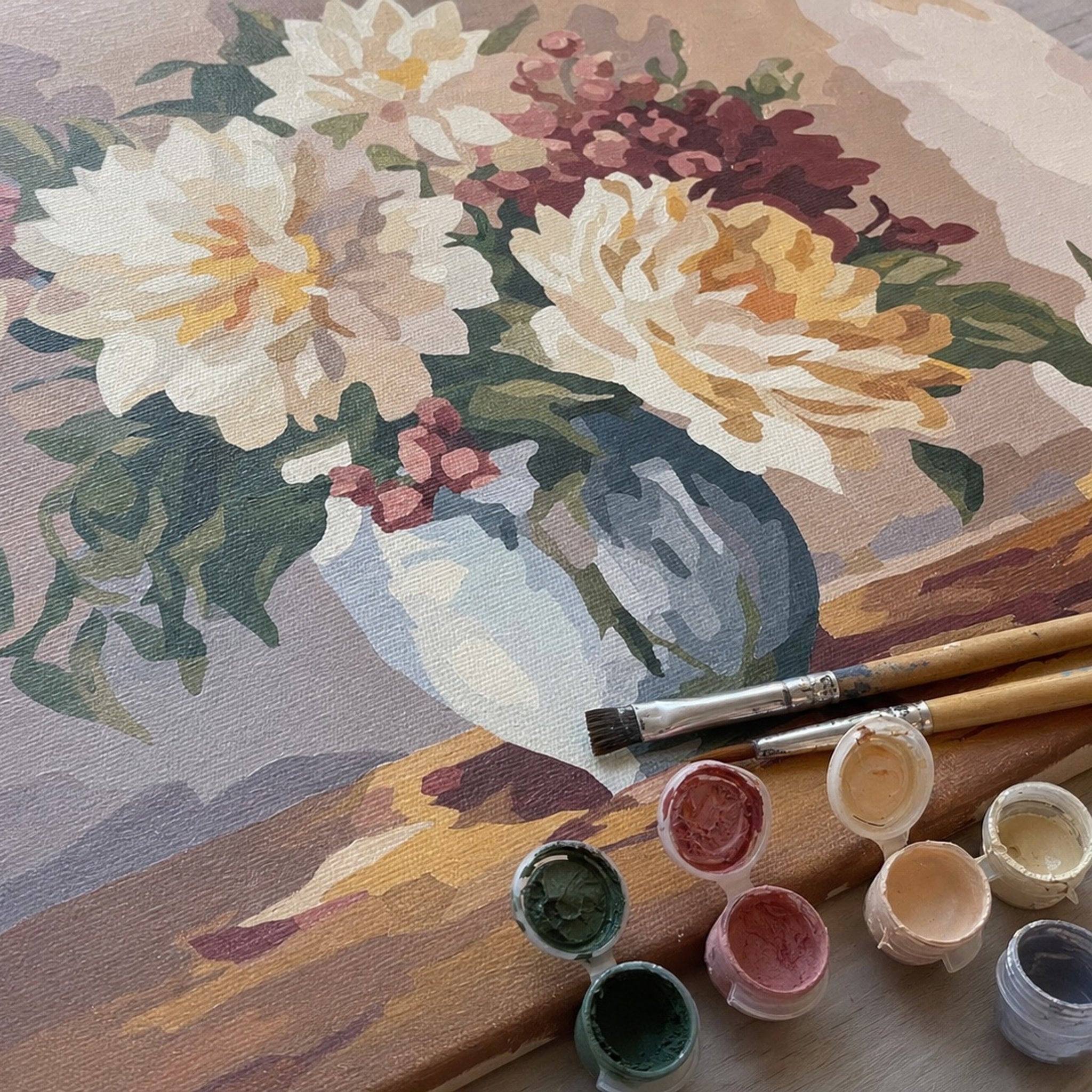 Close view of custom paint and canvas texture