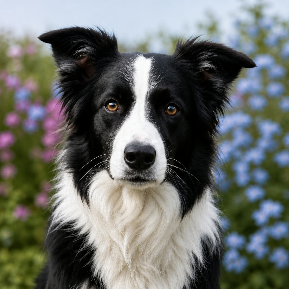 Fotografía nítida y bien iluminada de un border collie con un único sujeto evidente