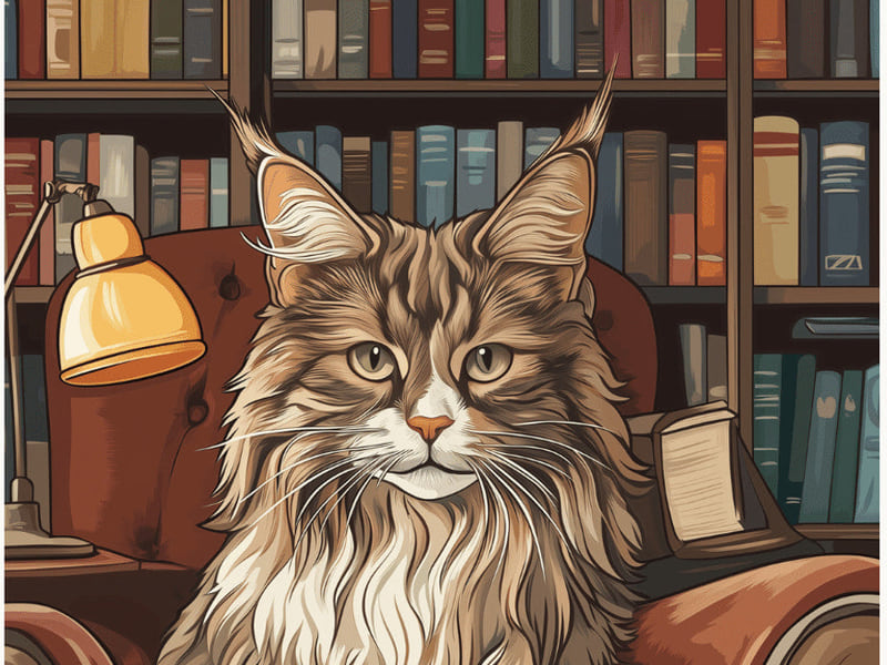 Library Whiskers finished paint by numbers artwork