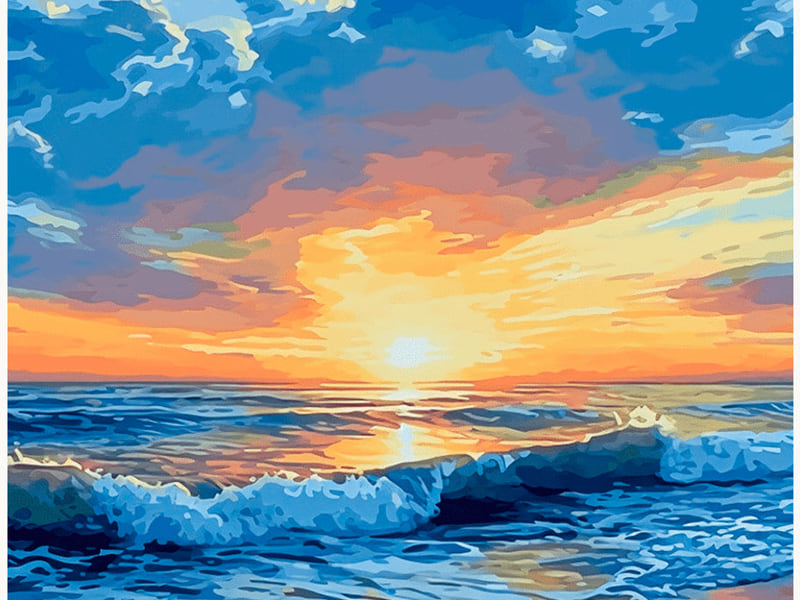 Seaside Dusk finished paint by numbers artwork