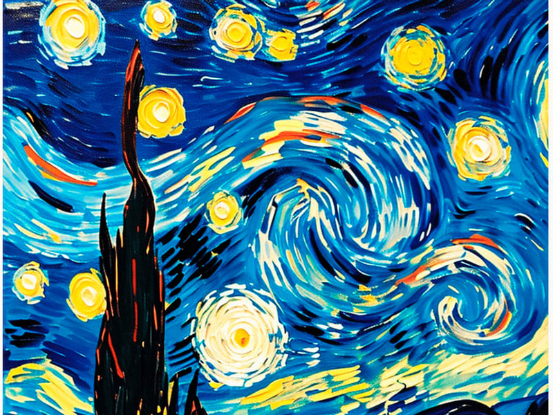 Whirling Night Skies finished paint by numbers artwork