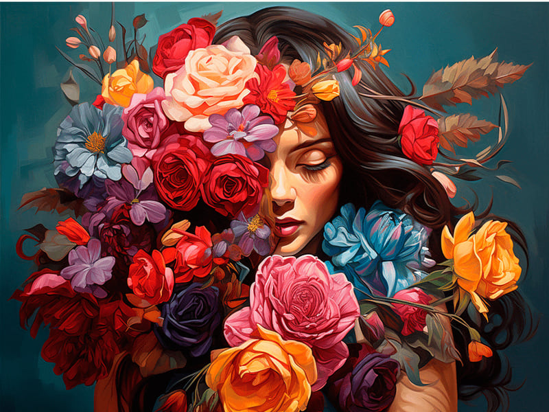 Floral Embrace finished paint by numbers artwork