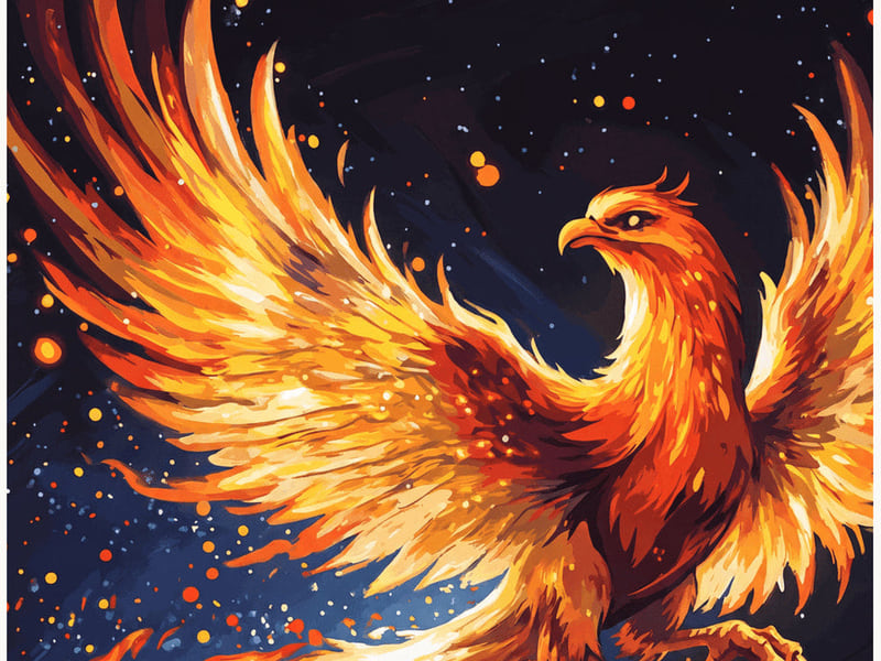 Blazing Phoenix finished paint by numbers artwork